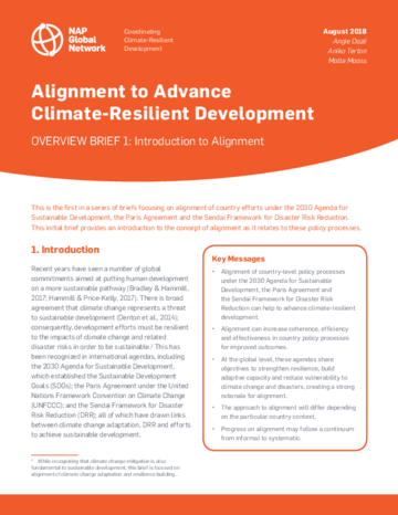 Brief_Alignment to Advance Climate-Resilient Development_2018