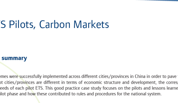 Good Practice-China- ETS Pilots, Carbon Markets