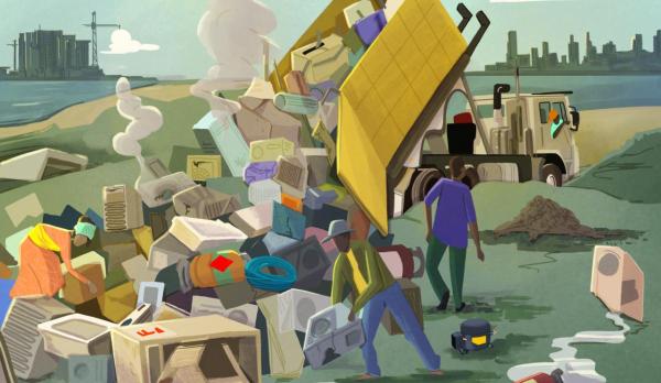 Illustration of a landfill