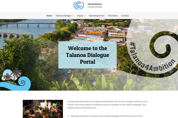 Screenshot Talanoa Dialogue Portal
